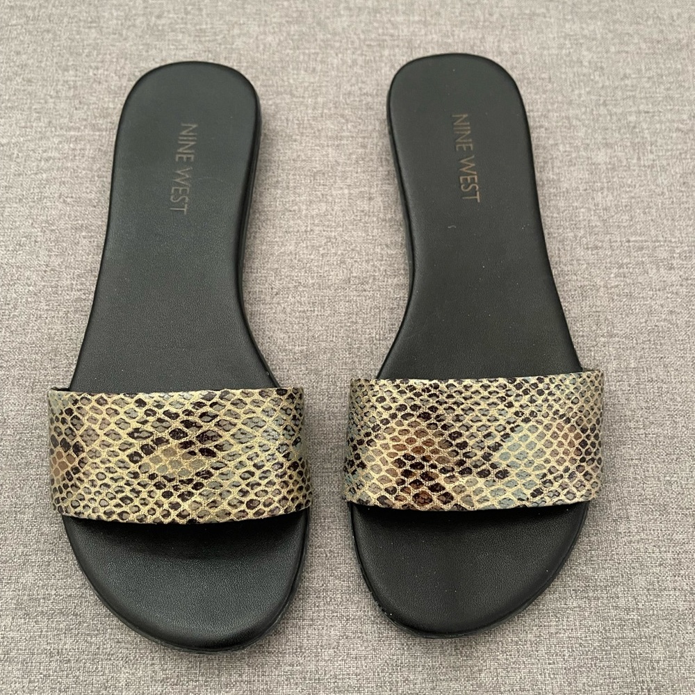 Nine West Snakeskin Slip on Sandals
